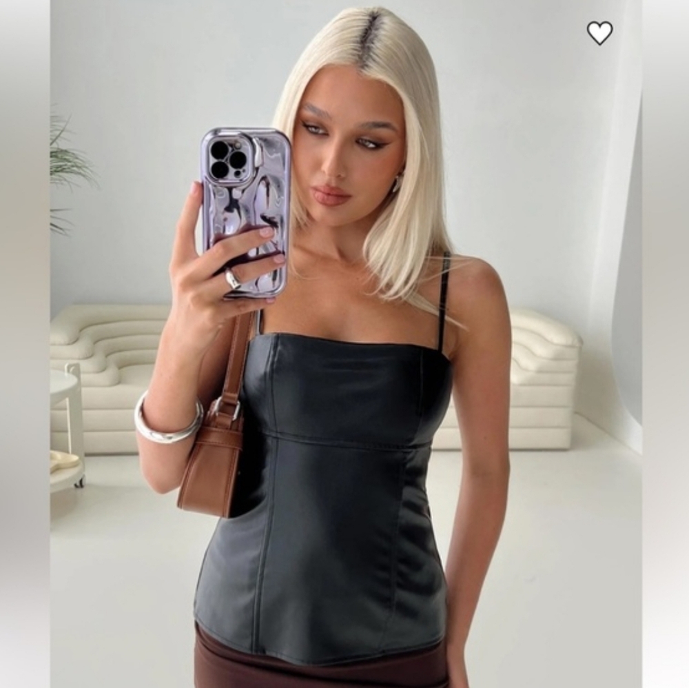NWT Princess Polly Faux Leather Top Size 12